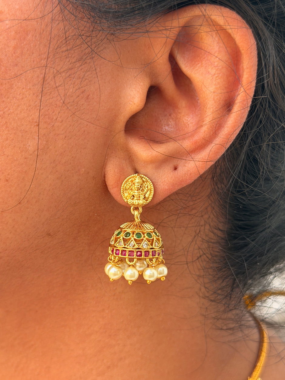 Festive Temple Pearl Necklace Set