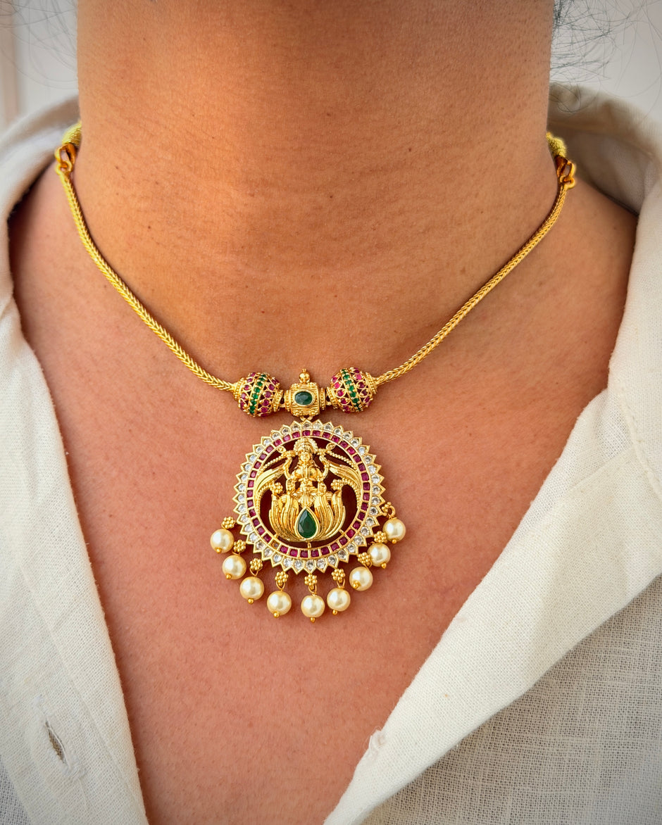 Festive Temple Pearl Necklace Set