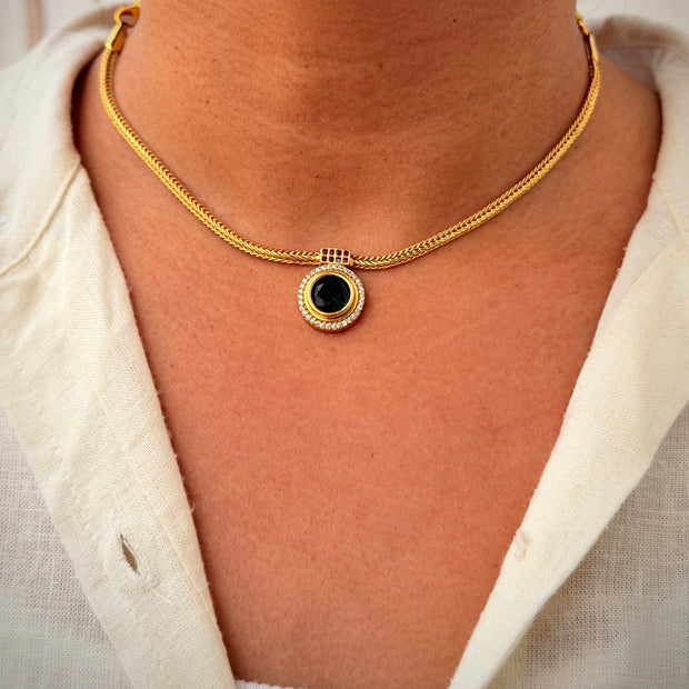 Round Pendant Jumkha Necklace Set