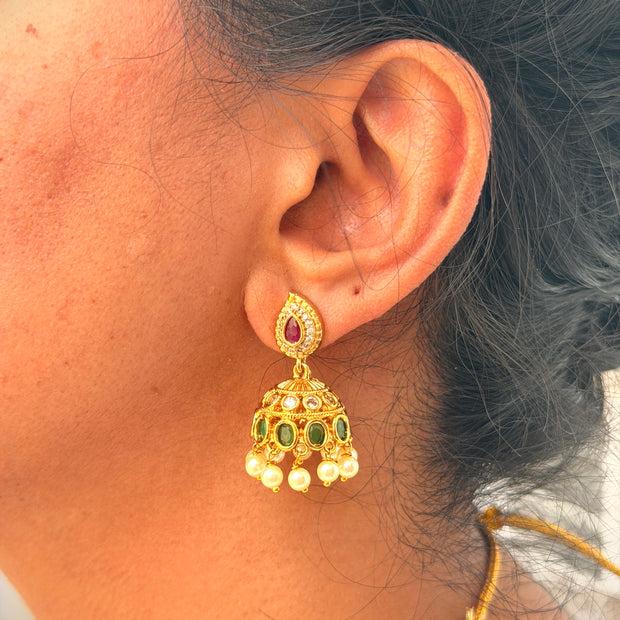 Festive Navratna Short Necklace Set