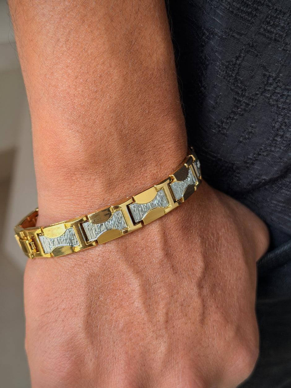 Premium Textured Dual‑Tone Men's Bracelet