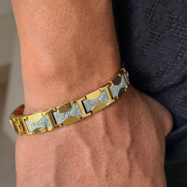 Premium Textured Dual‑Tone Men's Bracelet