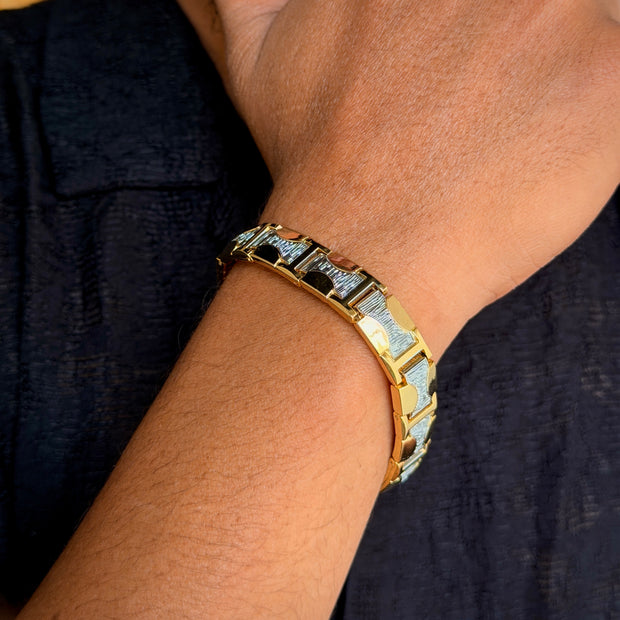 Premium Textured Dual‑Tone Men's Bracelet
