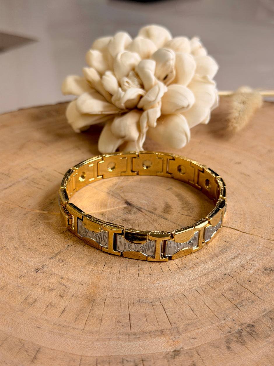 Premium Textured Dual‑Tone Men's Bracelet
