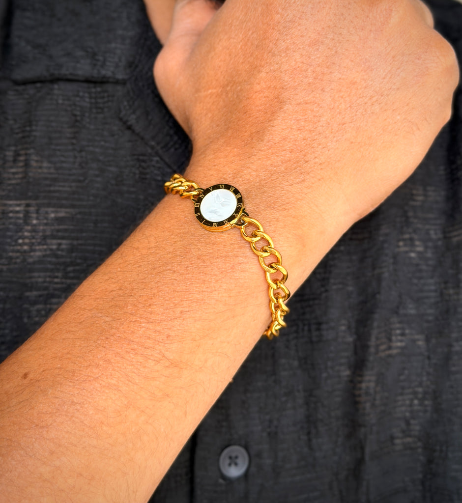 Two-in-One Black & White Sachin Men's Chain Bracelet