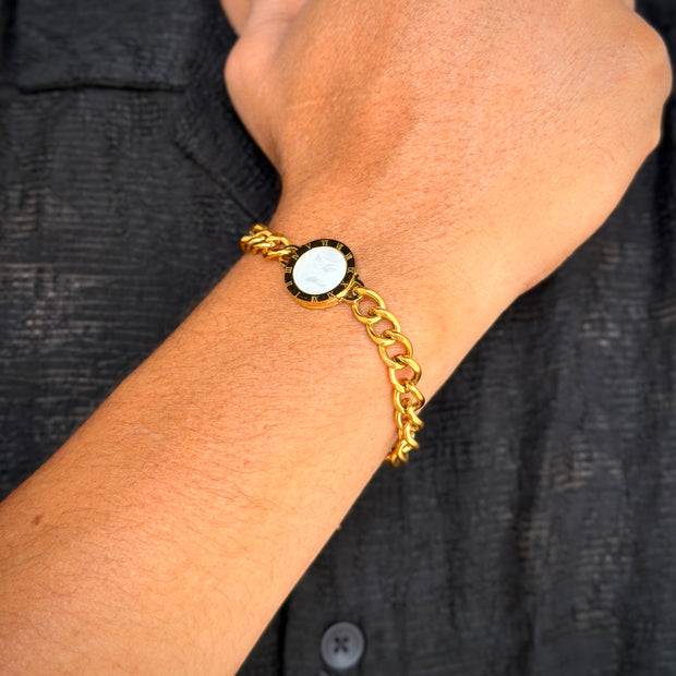 Two-in-One Black & White Sachin Men's Chain Bracelet