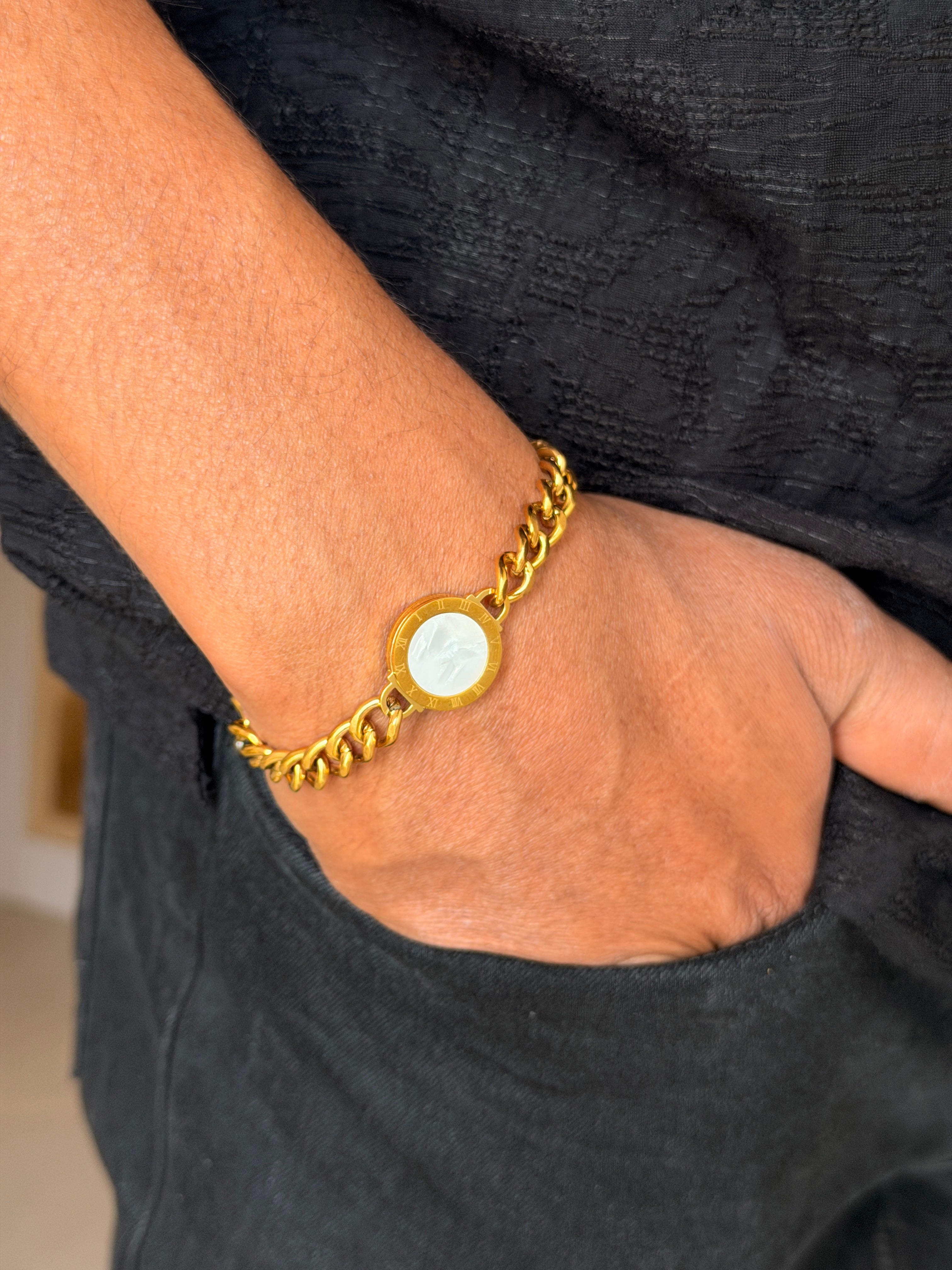 Two-in-One Black & White Sachin Men's Chain Bracelet