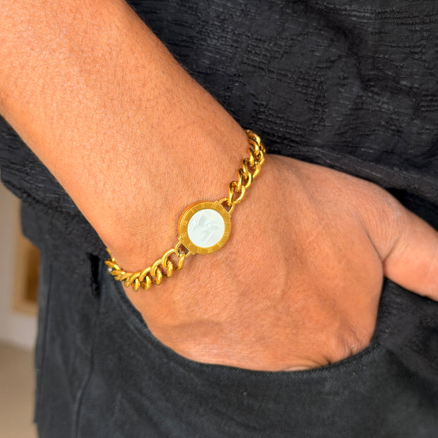 Two-in-One Black & White Sachin Men's Chain Bracelet