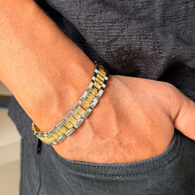 Designer Dual‑Tone Men's Chain Bracelet