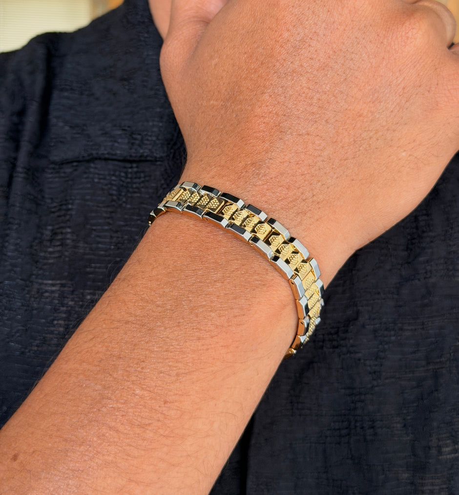 Designer Dual‑Tone Men's Chain Bracelet