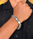Silver Engraved Men's Cuban Link Bracelet