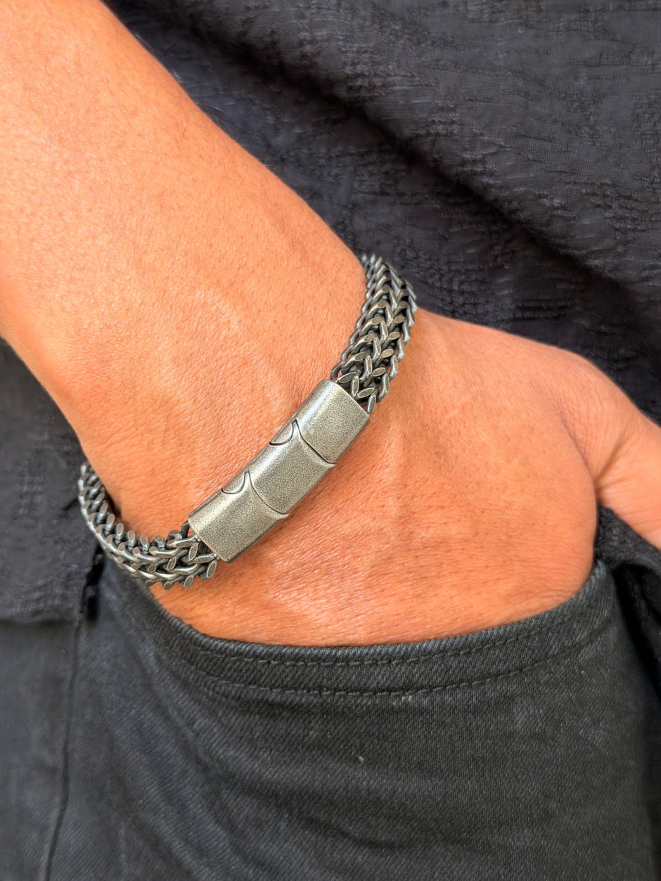 Men’s Silver Woven Bracelet