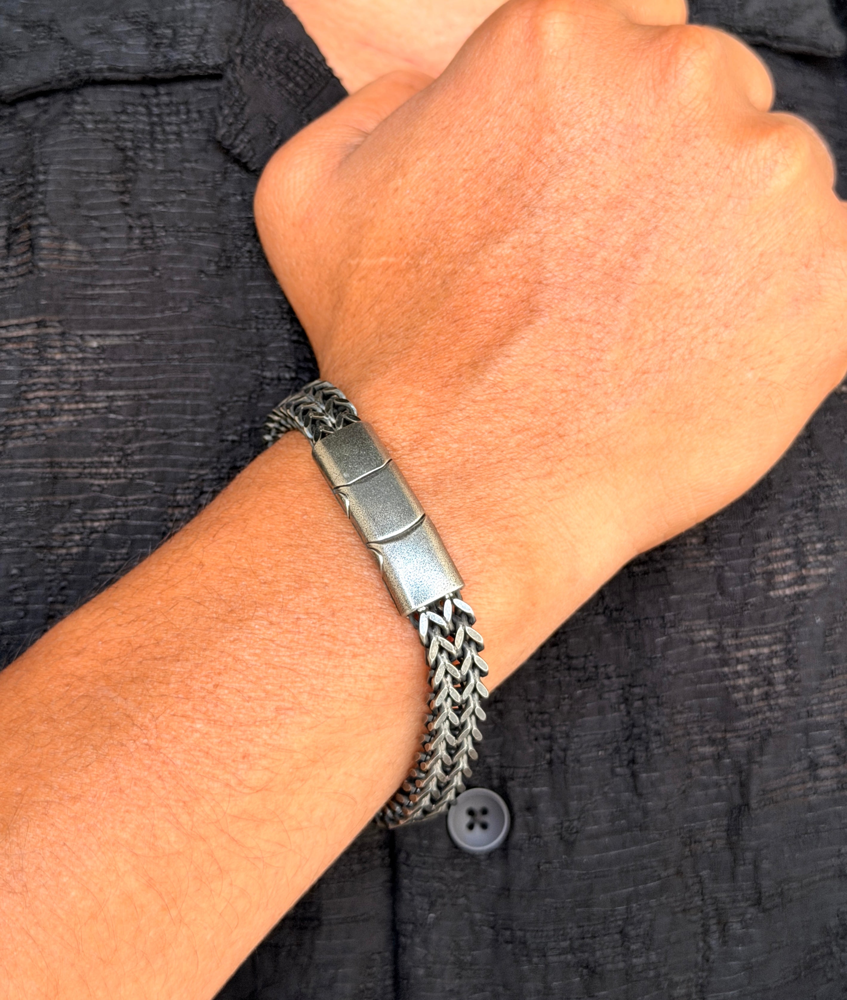Men’s Silver Woven Bracelet