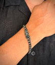 Silver Antique Men's Box Link Bracelet