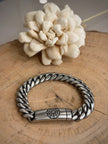 Engraved Silver Men's Cuban Link Bracelet