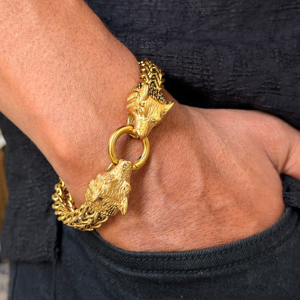 Men's Wolf Head Link Bracelet