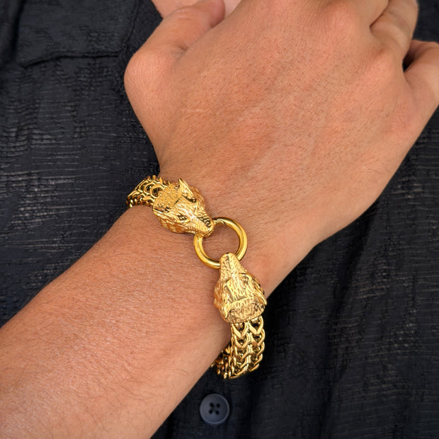Men's Wolf Head Link Bracelet