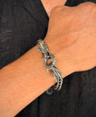 Ruby Eye Dragon Men's Silver Bracelet