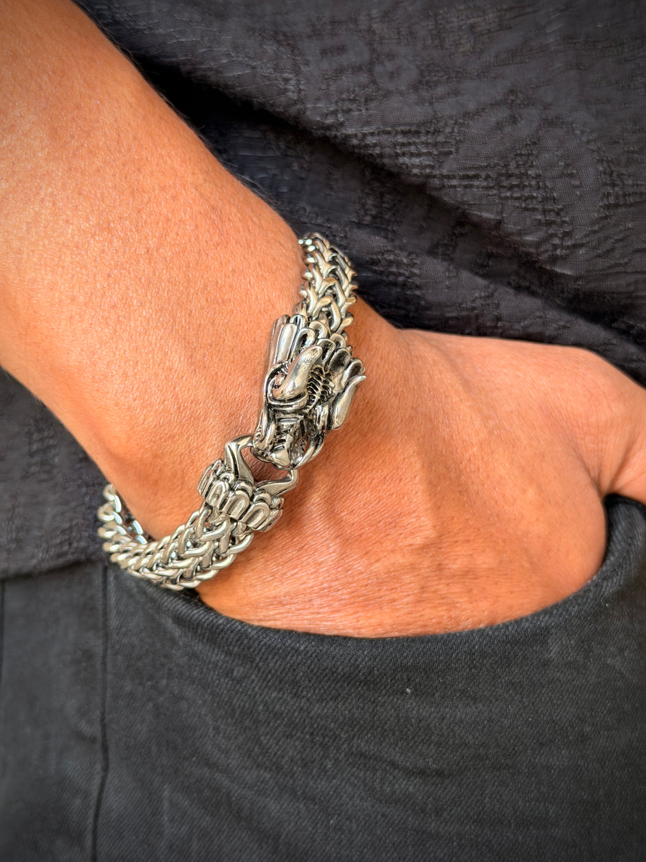 Men's Dragon Head Link Chain Bracelet