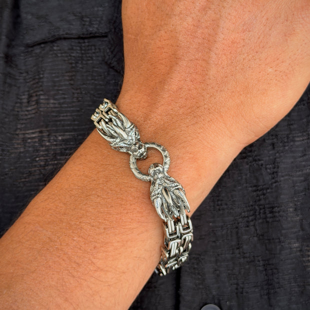 Men's Silver Dragon Head Bracelet