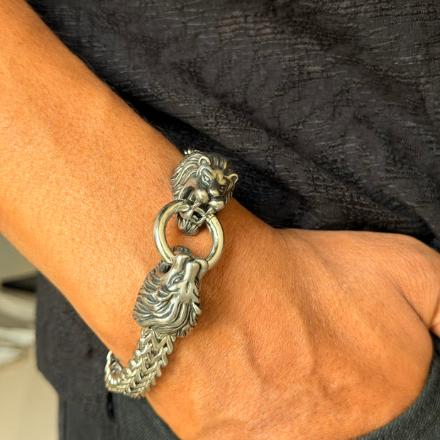 Men's Lion Head Link Chain Bracelet