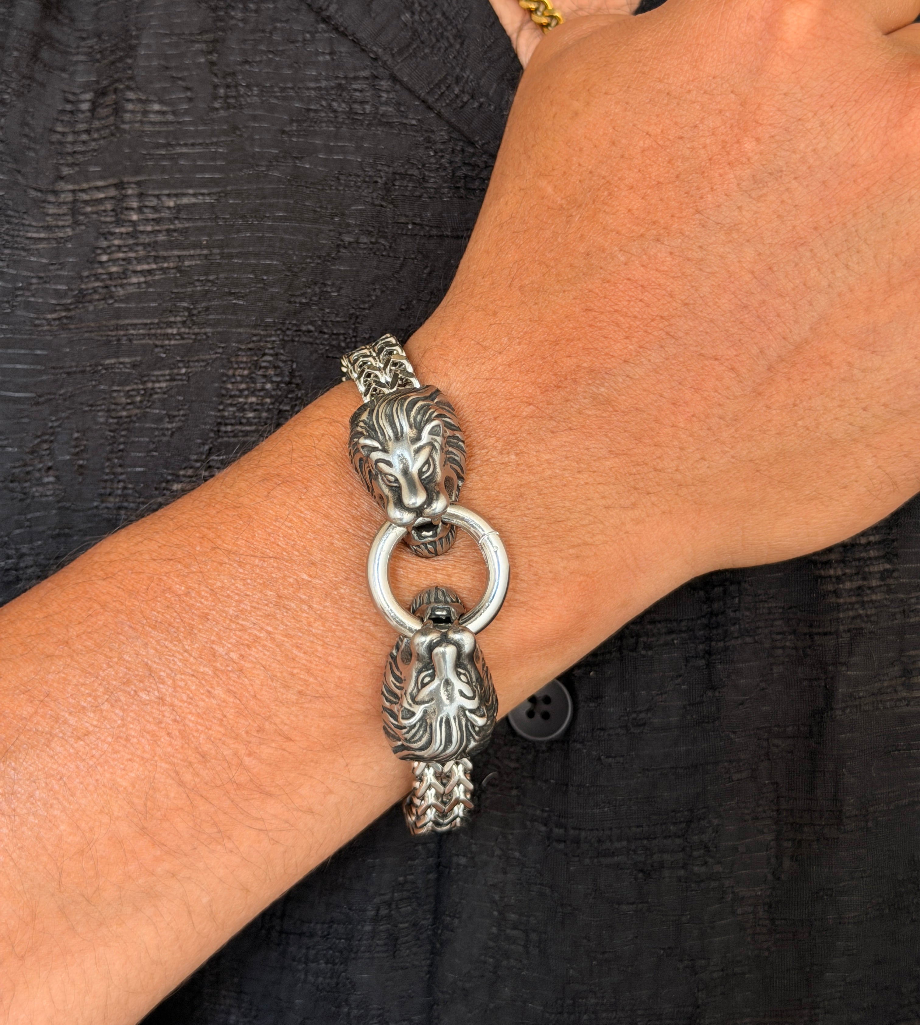 Men's Lion Head Link Chain Bracelet