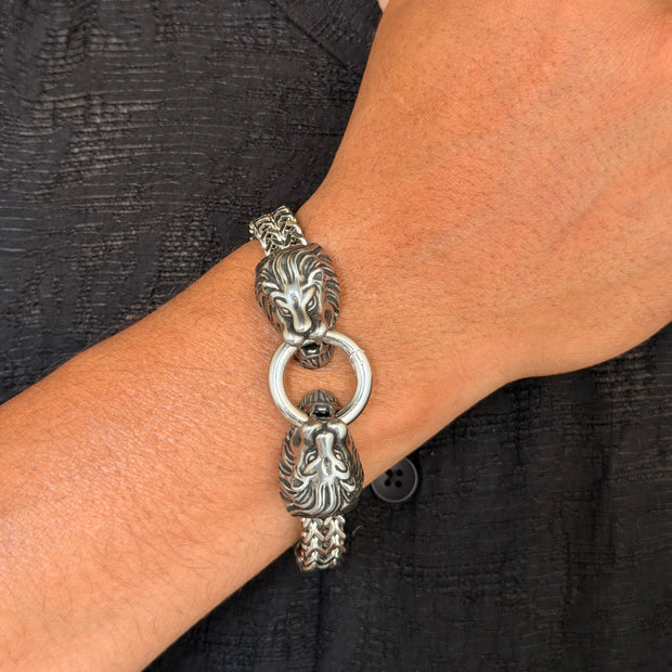 Men's Lion Head Link Chain Bracelet
