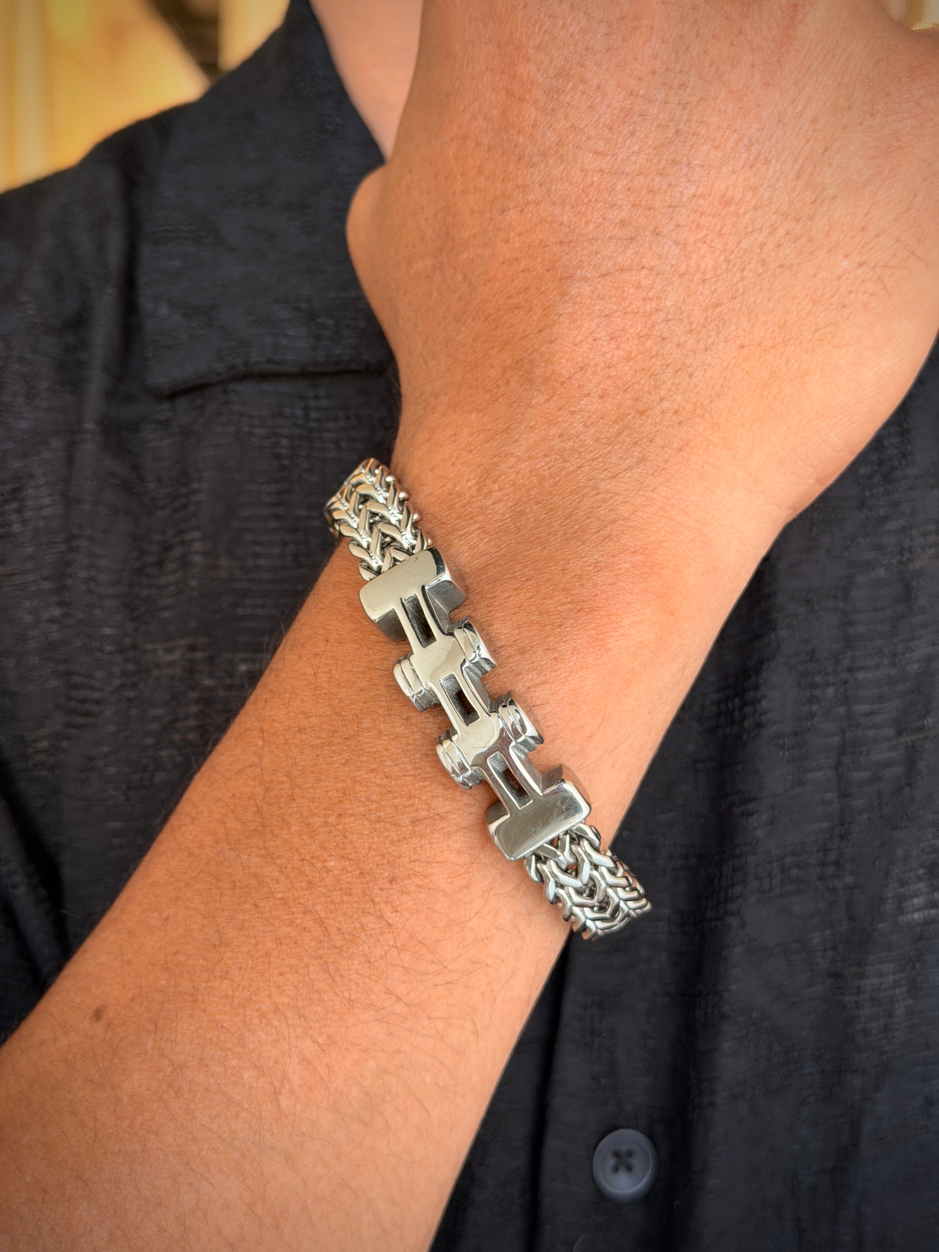 Men’s Silver Mechanical Nut Bracelet