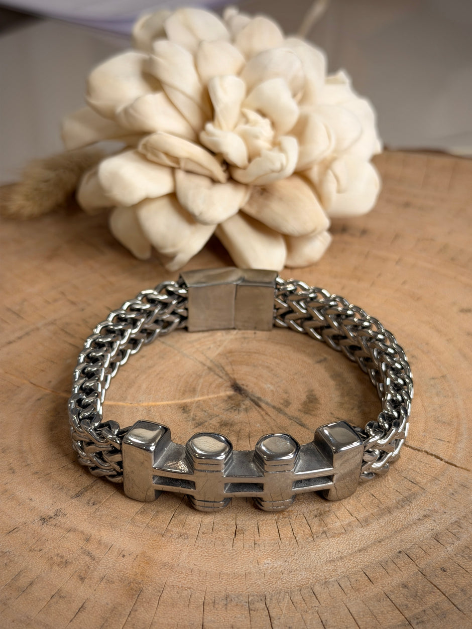 Men’s Silver Mechanical Nut Bracelet