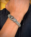 Men's Silver Fenrir wolf head Bracelet