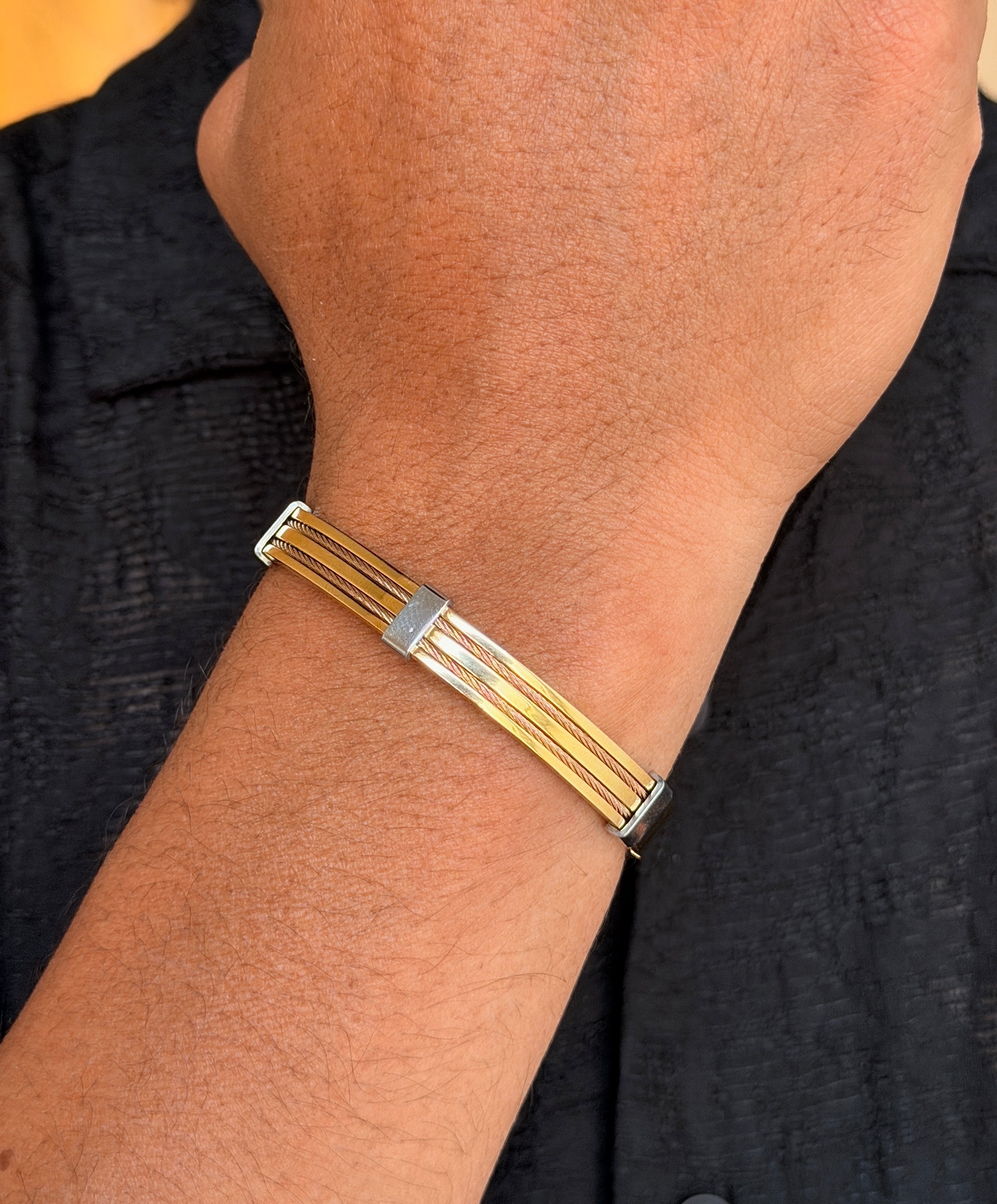 Men’s Gold & Silver Liner Kada Bracelet