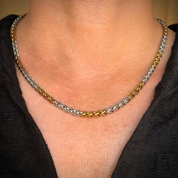 Men's Two‑Tone Byzantine Chain