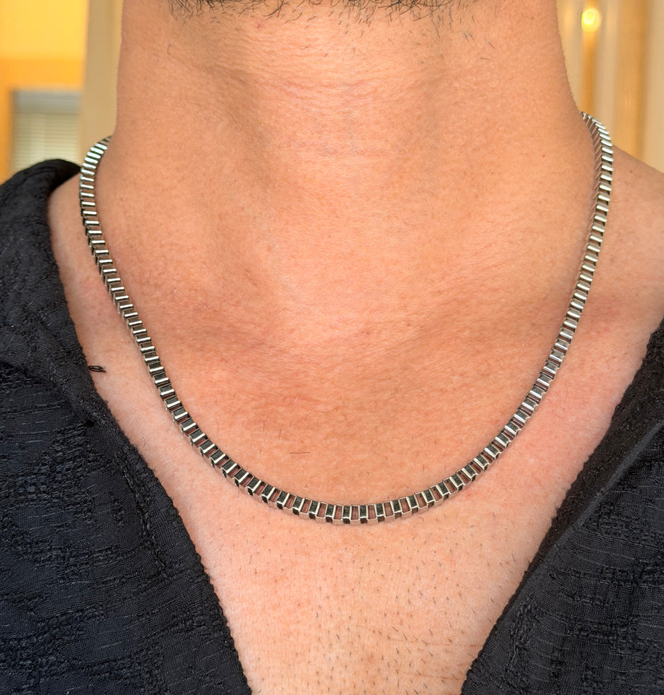 Men's Silver Box Link Chain