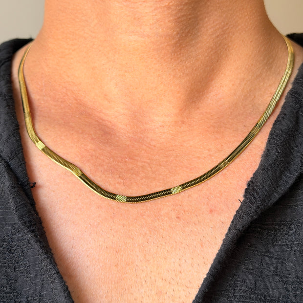 Men's Gold Patterned Herringbone Chain