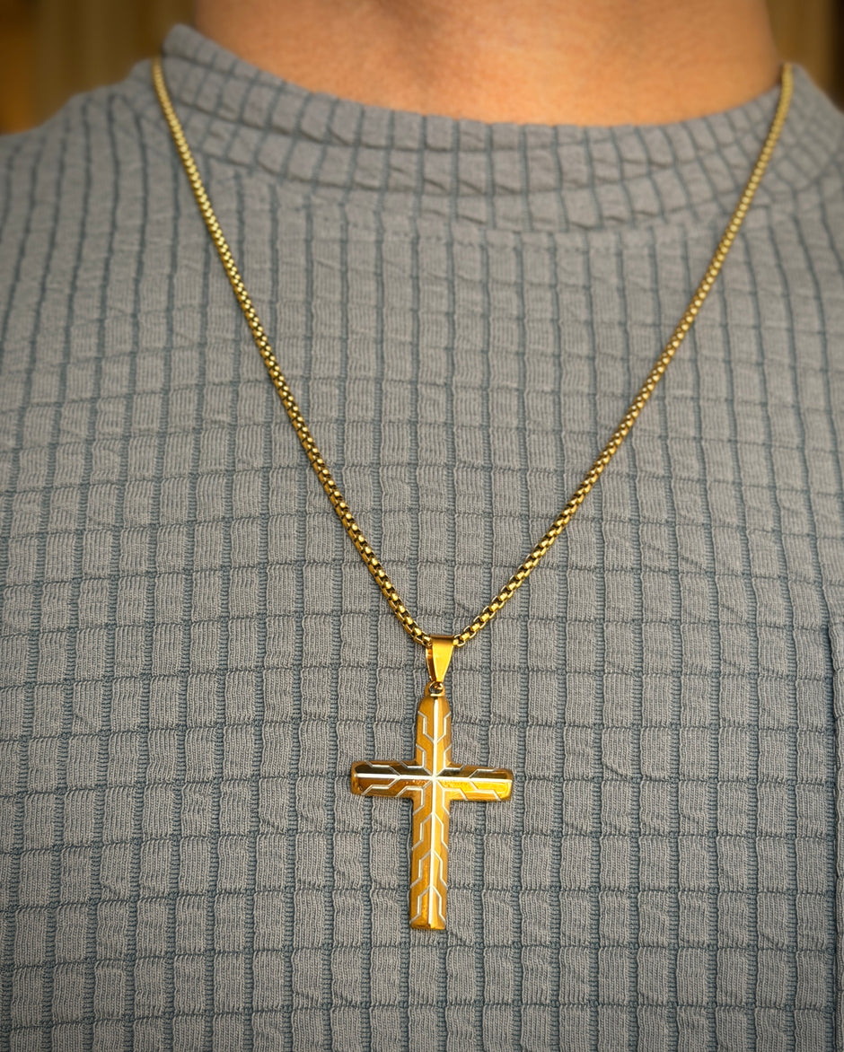 Men's Gold Cross Pendant Chain