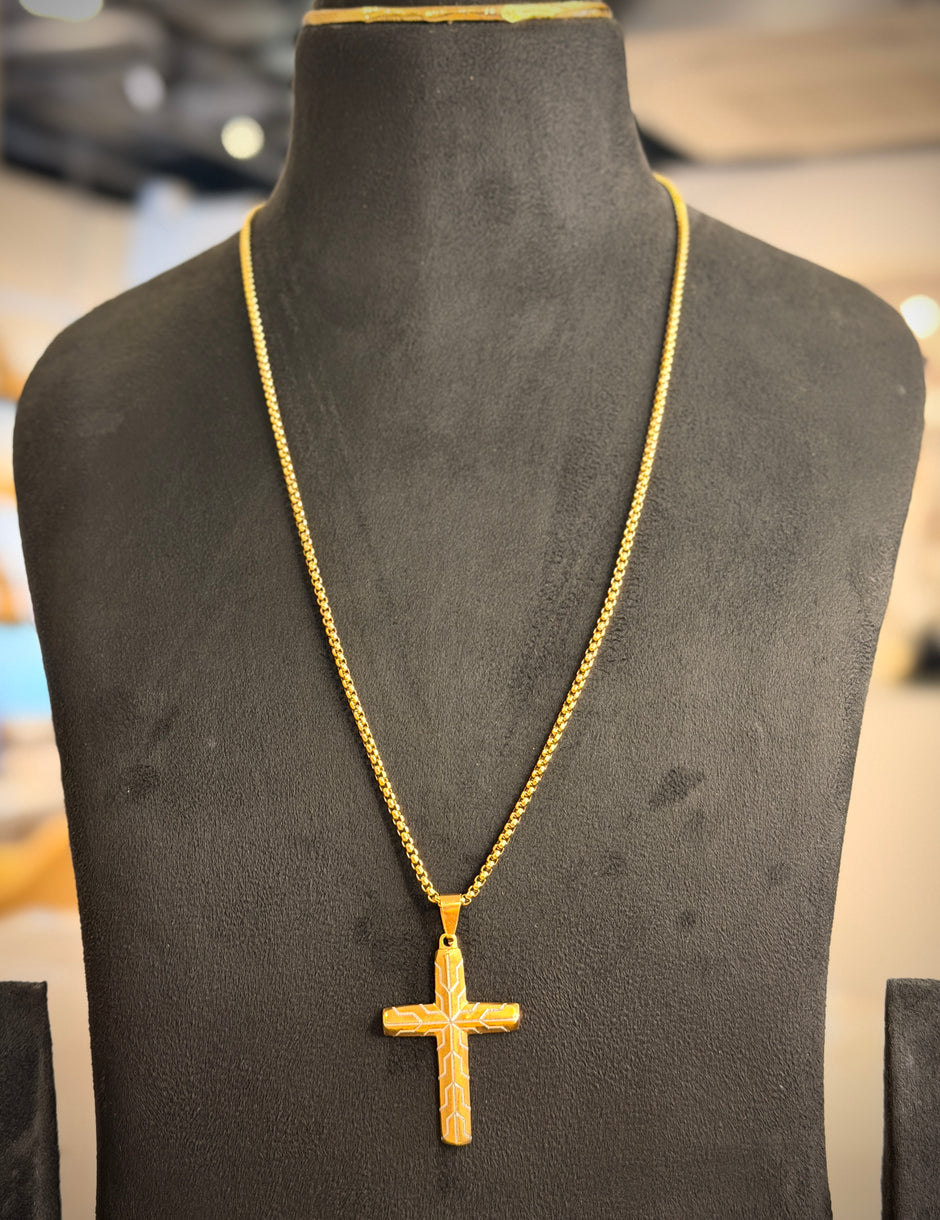 Men's Gold Cross Pendant Chain