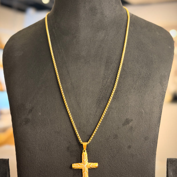 Men's Gold Cross Pendant Chain
