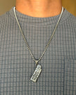 Men's Silver Engraved Bar Pendant Chain