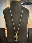 Men's Silver Ornate Cross Pendant Chain