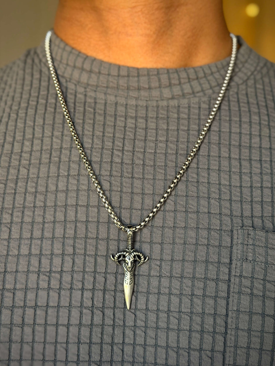 Men's Silver Sword Pendant Chain
