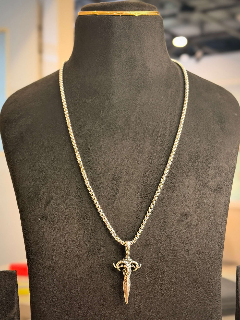 Men's Silver Sword Pendant Chain