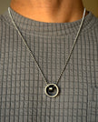 Men's Silver Rotating Ring Pendant Chain