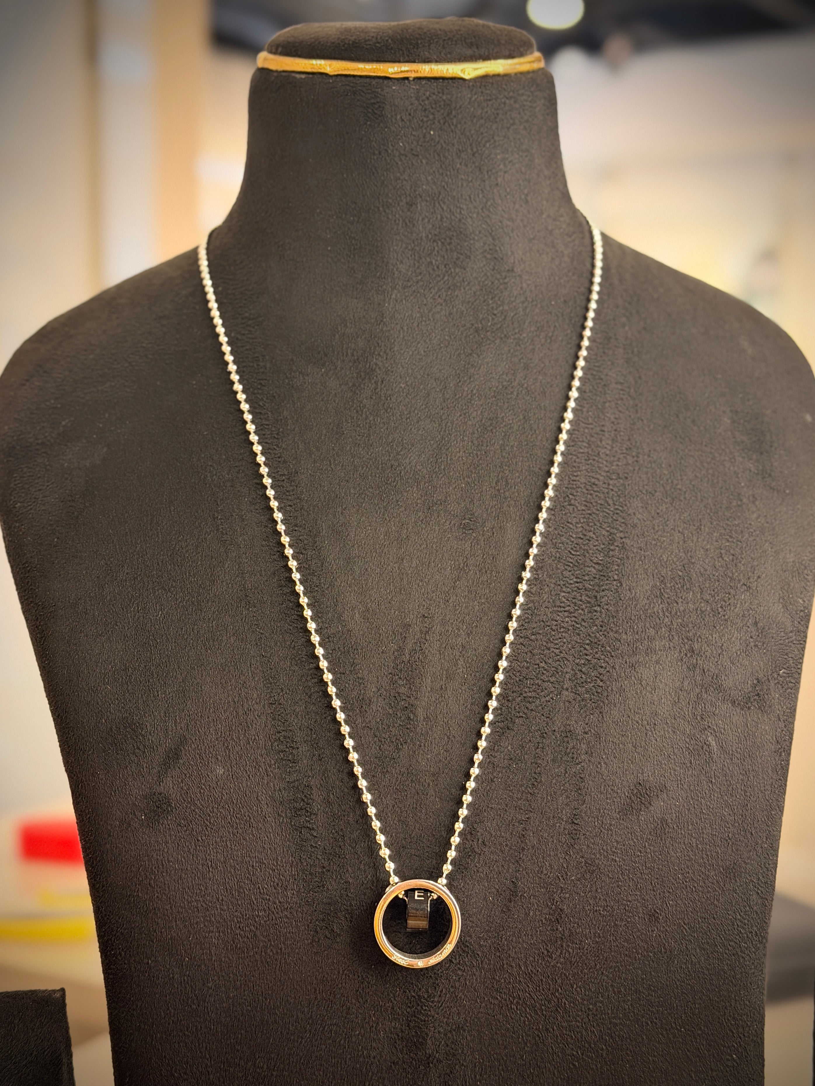Men's Silver Rotating Ring Pendant Chain