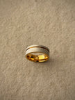 Men's Silver‑Gold Groove Band Ring