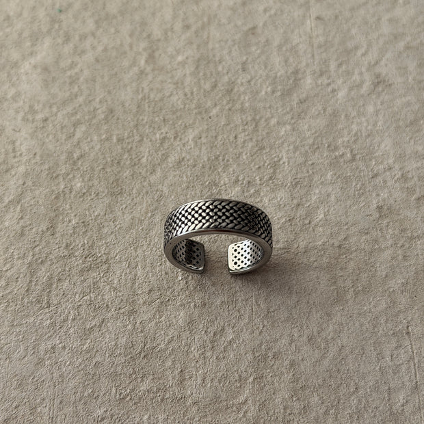 Men's Antique Silver Mesh Band Ring
