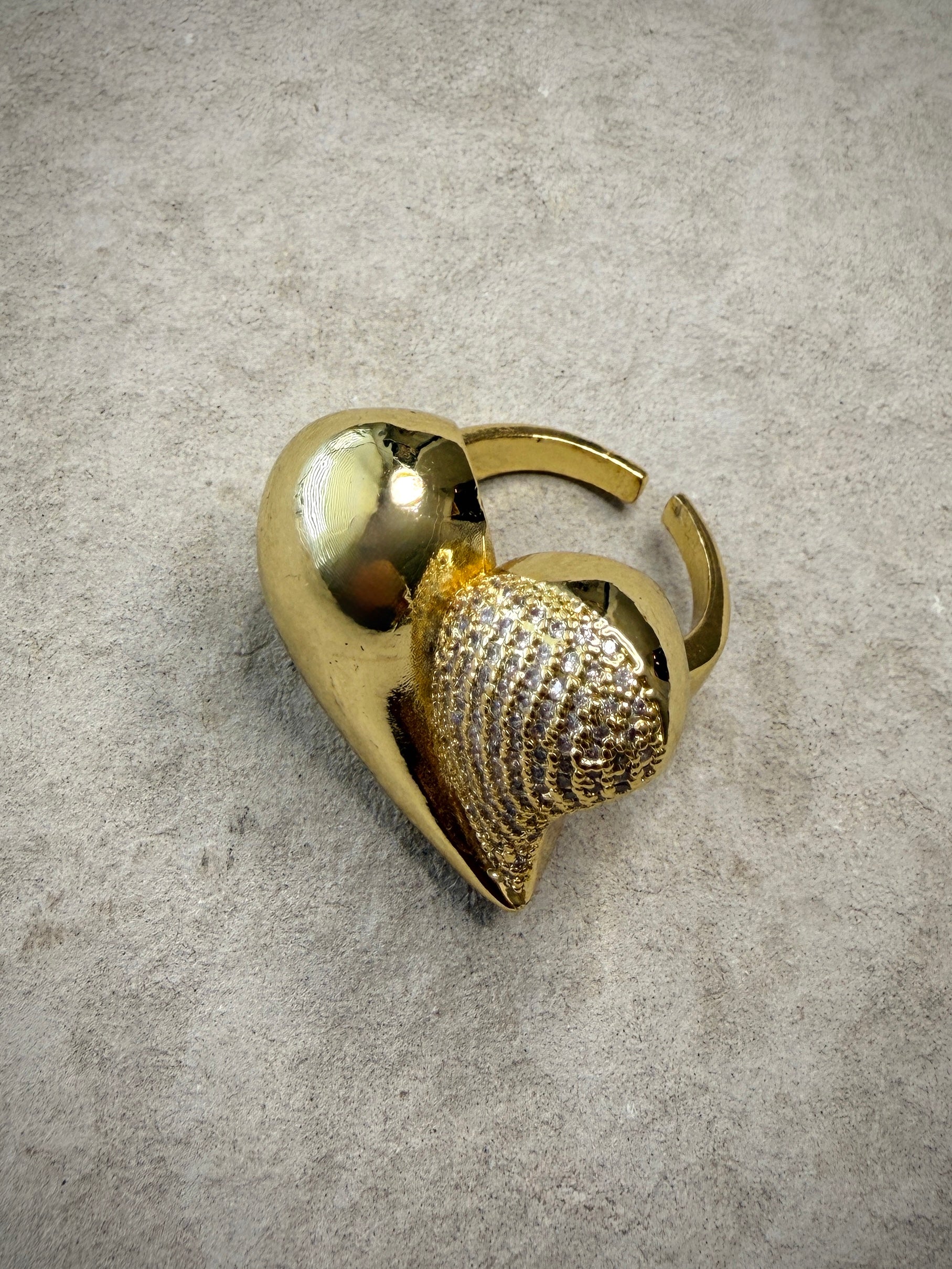 Gold CZ Heart Designer Ring