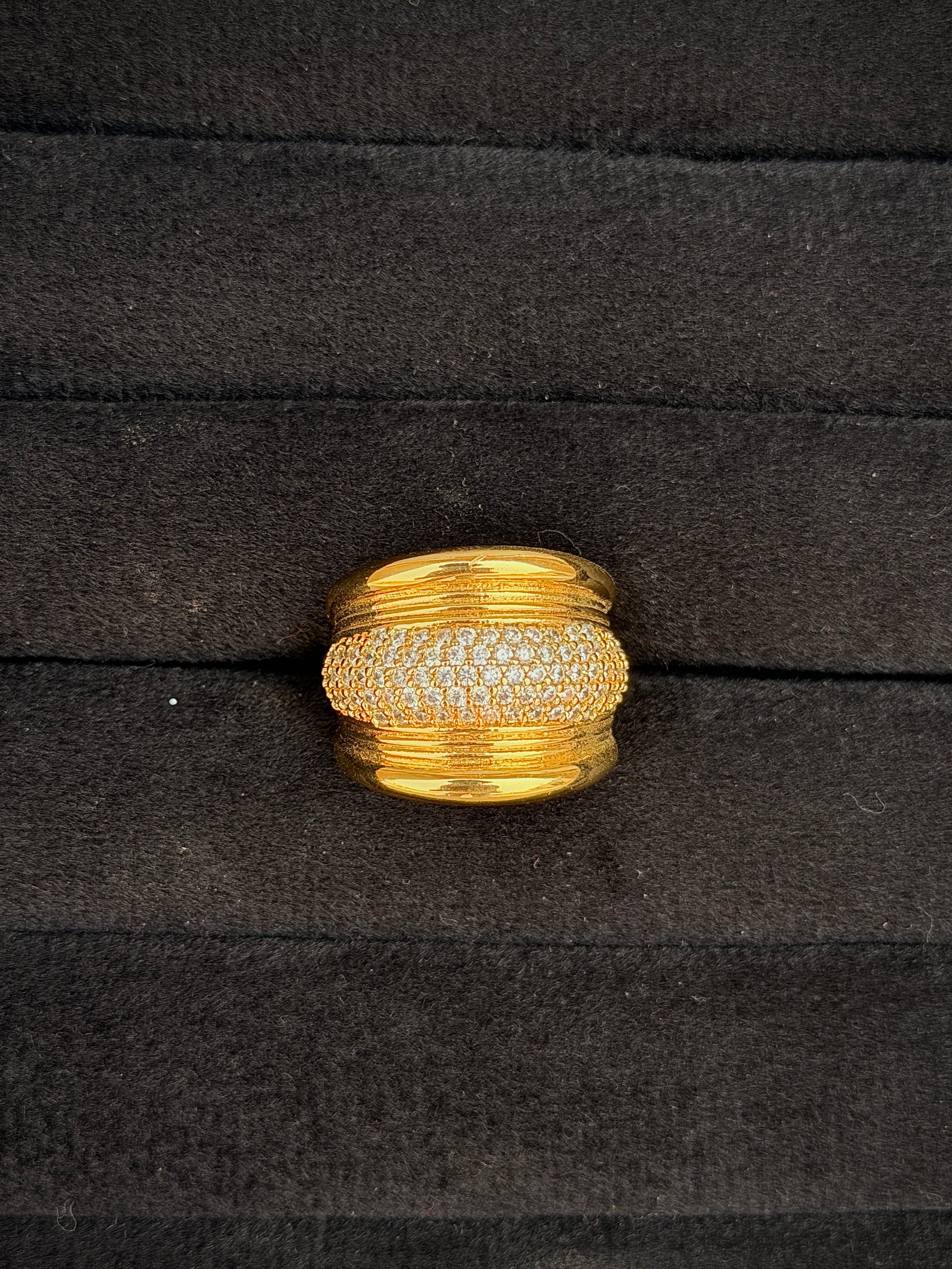 Gold Dome Crystal Cocktail Ring