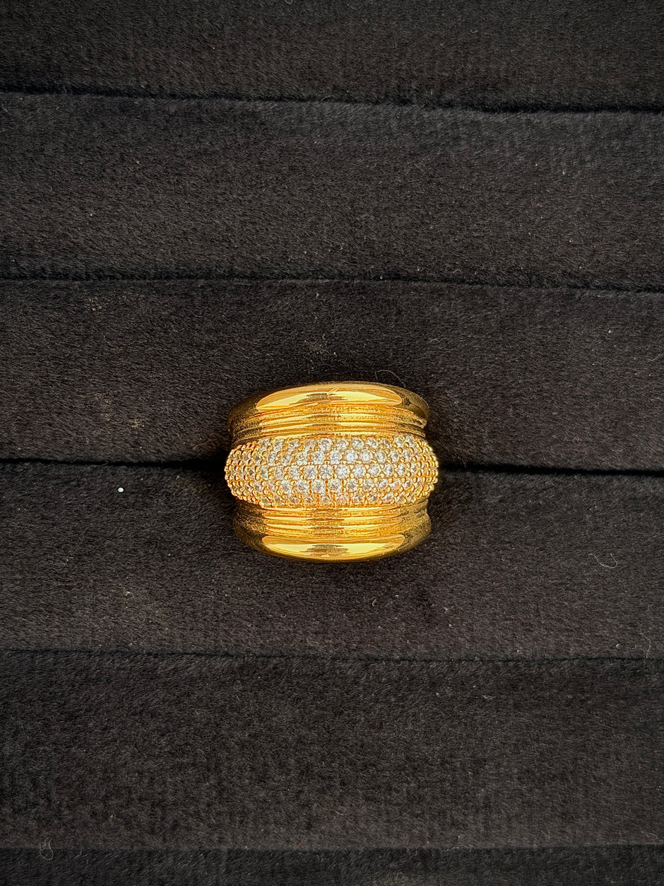 Gold Dome Crystal Cocktail Ring
