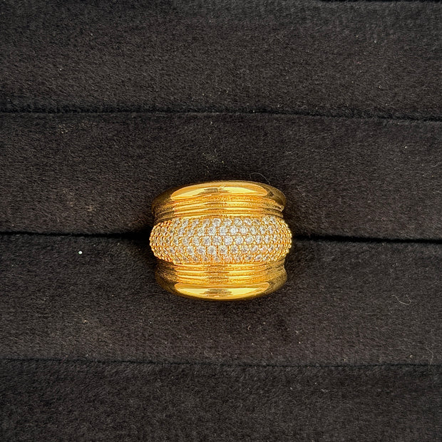 Gold Dome Crystal Cocktail Ring