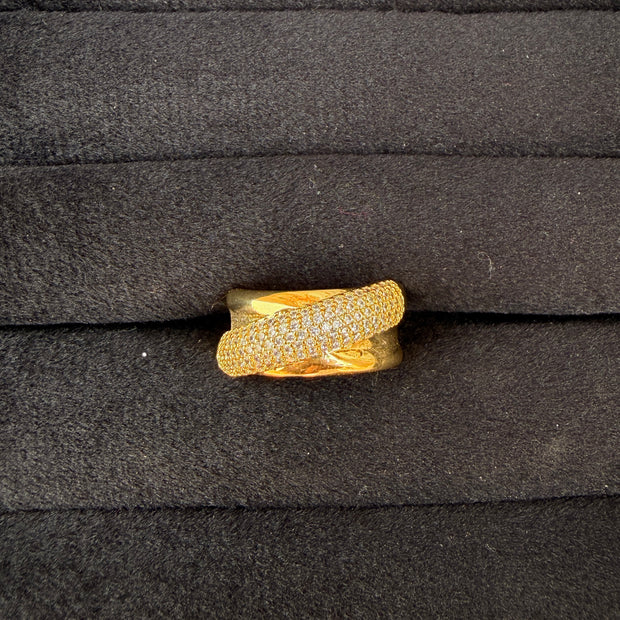 Gold Pave Crossover Ring